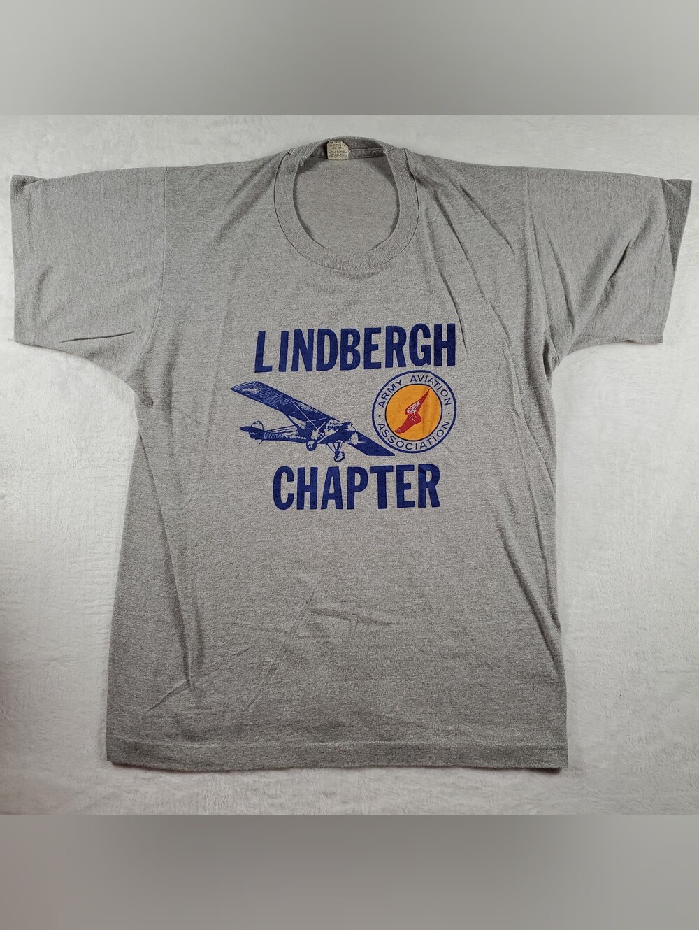 Vtg 80s Lindbergh Chapter-Army Aviation Assoc. T-shirt Made In USA Small READ